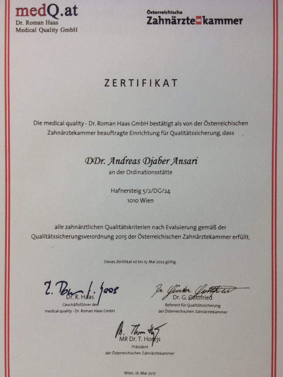 Zertifikate DDr. Ansari